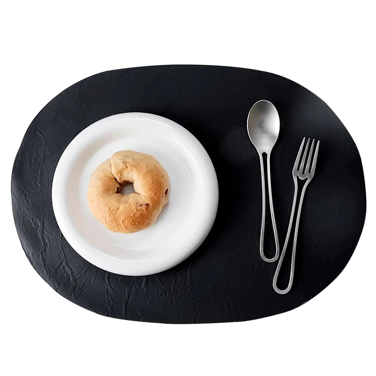 Set de 4 sous-assiettes ovales en cuir PU Welan - Noir