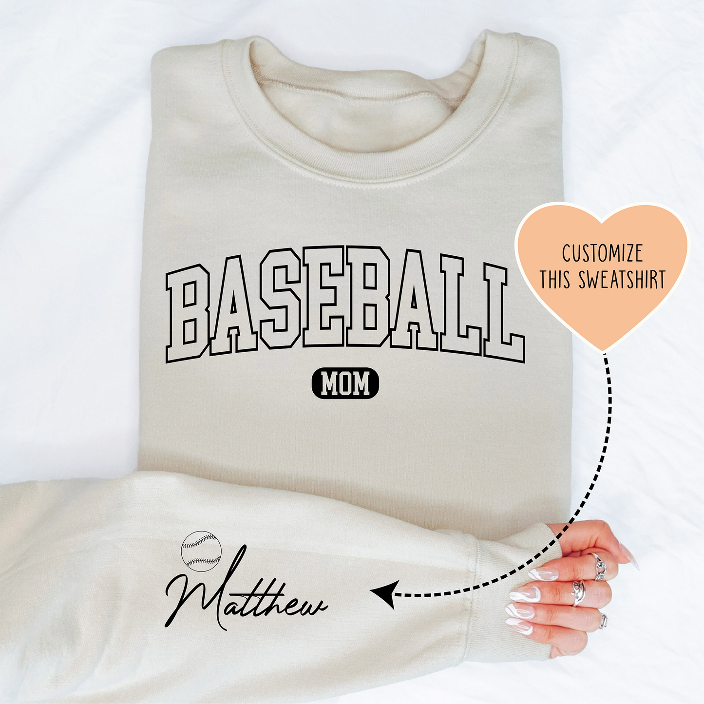 Customizable Baseball Mom Sweatshirt