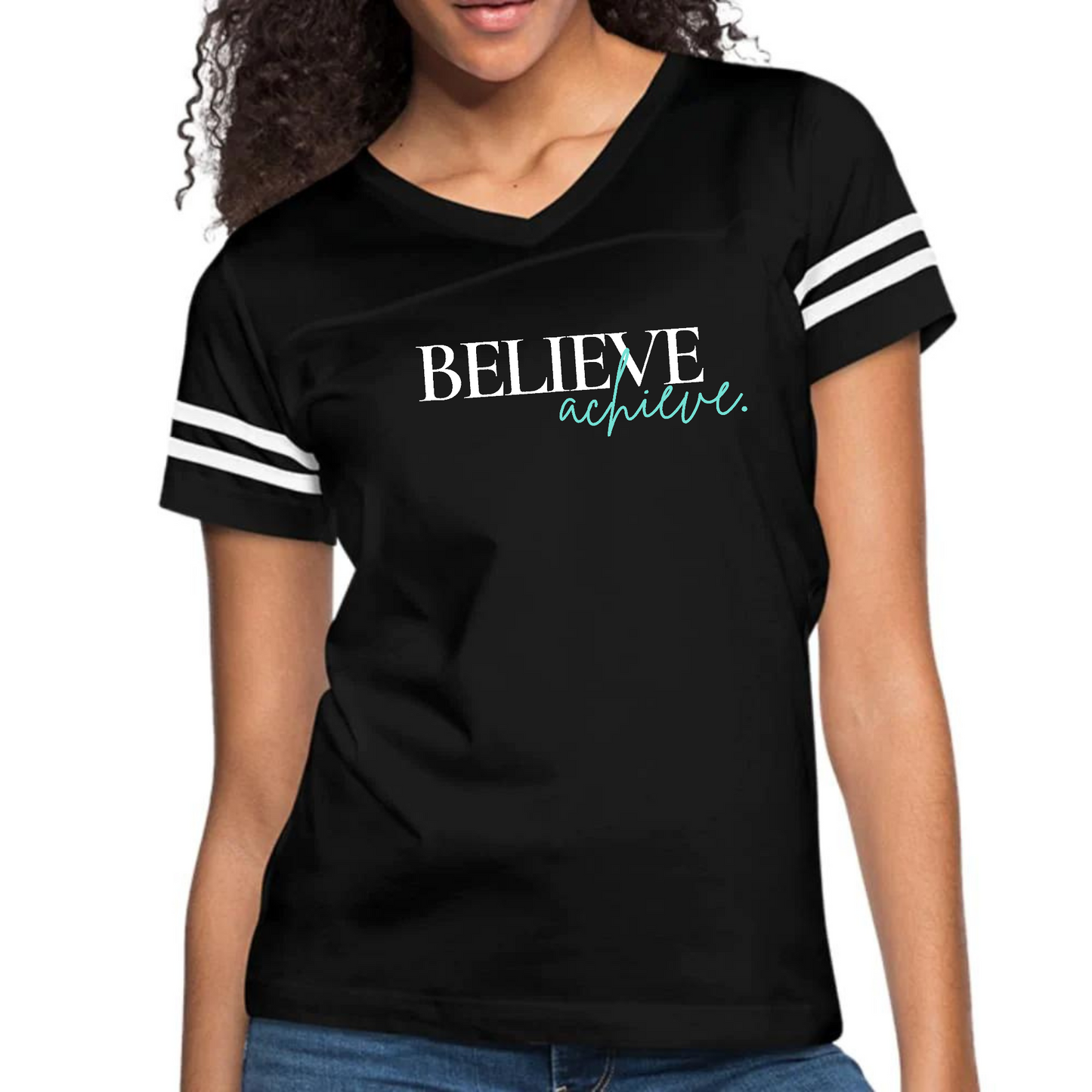 T-shirt graphique vintage pour femmes - Croyez et réalisez
