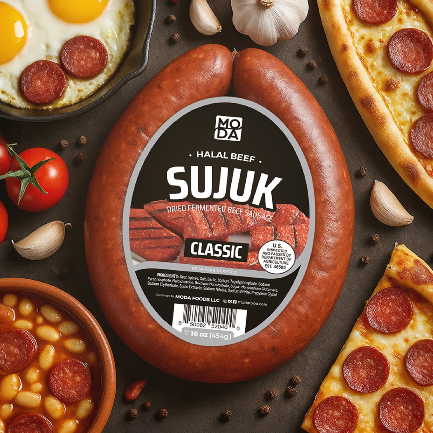 Deli Sujuk – Anillo de salchicha de res clásico, 454 g (16 oz)