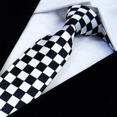 Modern Black and White Men's Skinny Necktie