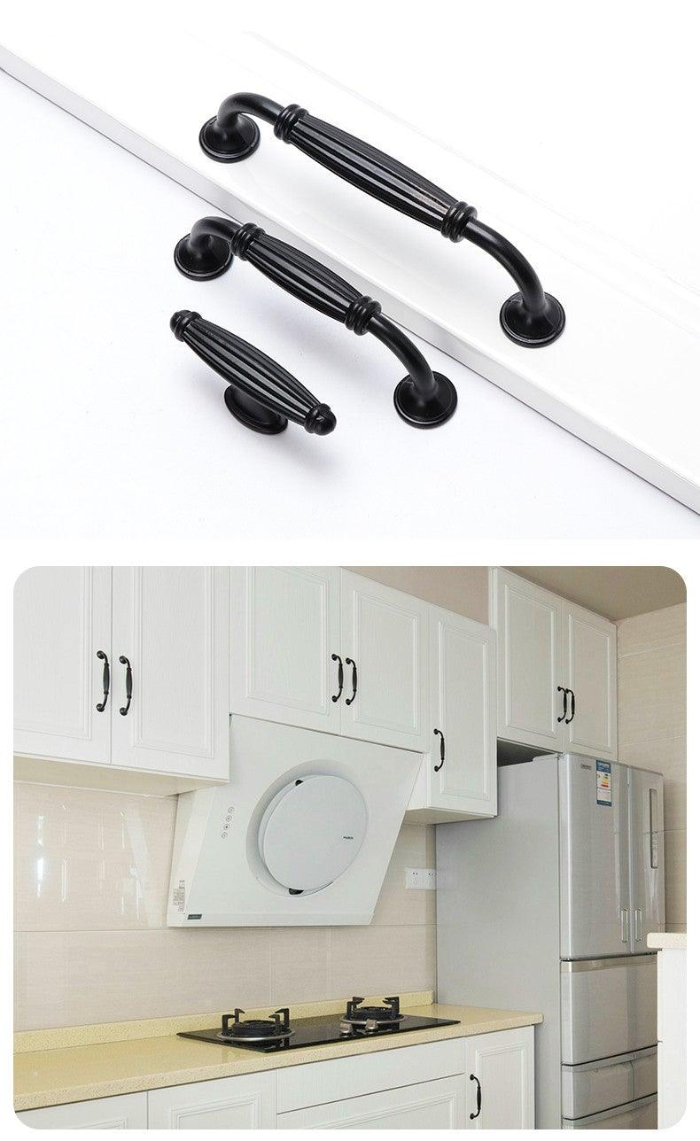 Modern Solid Aluminum Cabinet Handles - Elegant Black Design