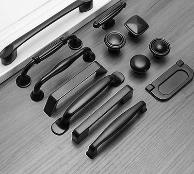 Modern Solid Aluminum Cabinet Handles - Elegant Black Design