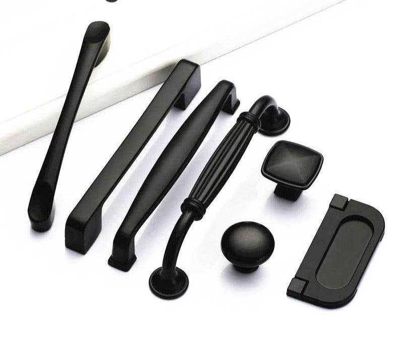 Modern Solid Aluminum Cabinet Handles - Elegant Black Design
