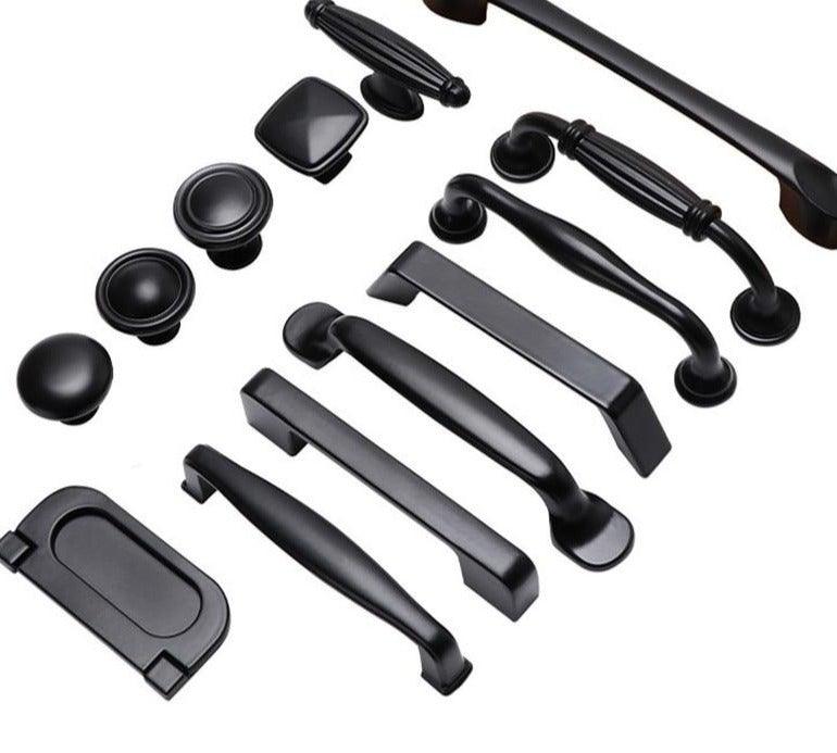 Modern Solid Aluminum Cabinet Handles - Elegant Black Design