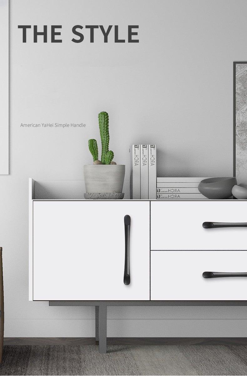 Modern Solid Aluminum Cabinet Handles - Elegant Black Design