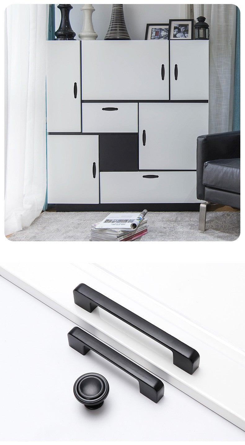 Modern Solid Aluminum Cabinet Handles - Elegant Black Design