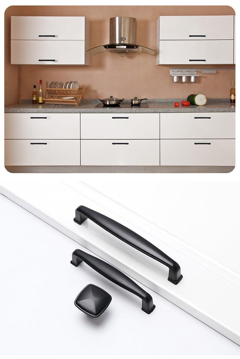 Modern Solid Aluminum Cabinet Handles - Elegant Black Design