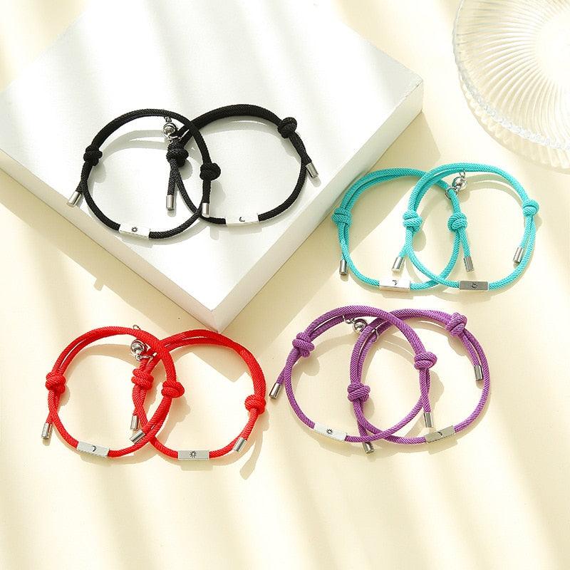 Modern Sun Moon Charm Bracelets for Couples