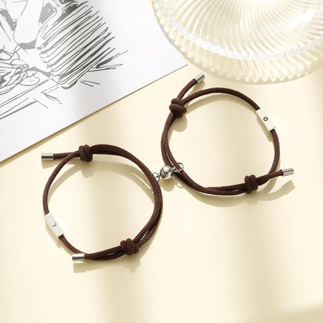 Modern Sun Moon Charm Bracelets for Couples