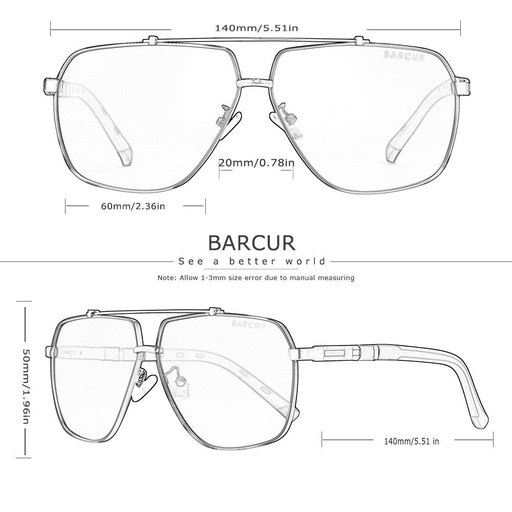 BARCUR Modern Retro Square Sunglasses - Polarized UV400