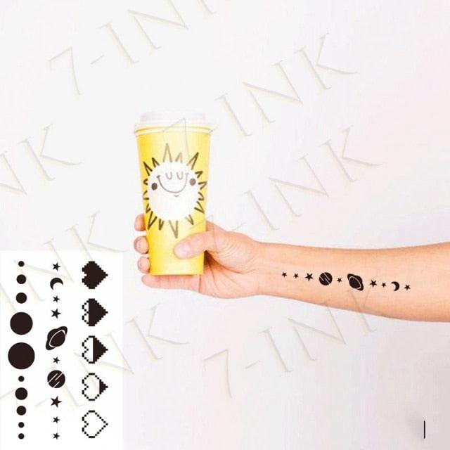 Elegant Waterproof Temporary Tattoos - Sun, Moon & Heart Designs