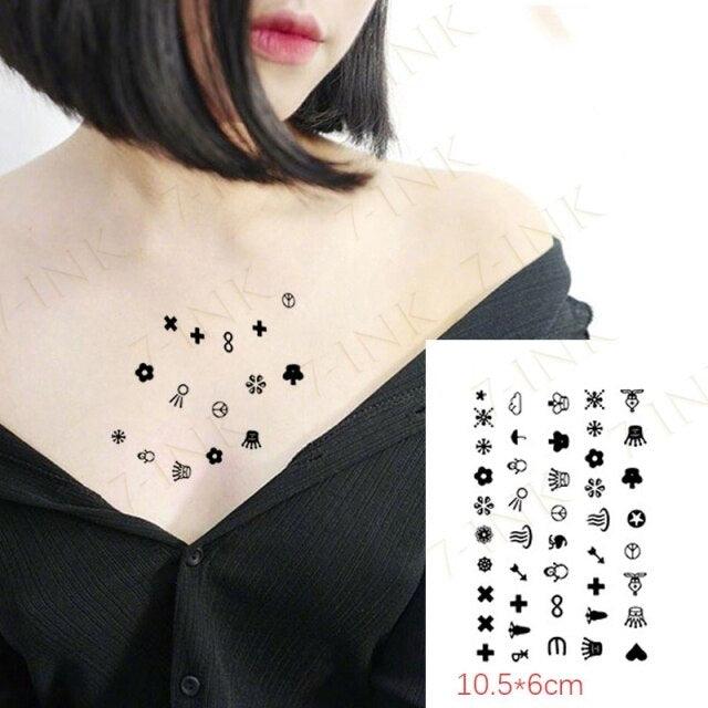 Elegant Waterproof Temporary Tattoos - Sun, Moon & Heart Designs