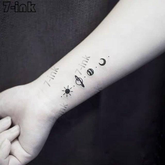 Elegant Waterproof Temporary Tattoos - Sun, Moon & Heart Designs