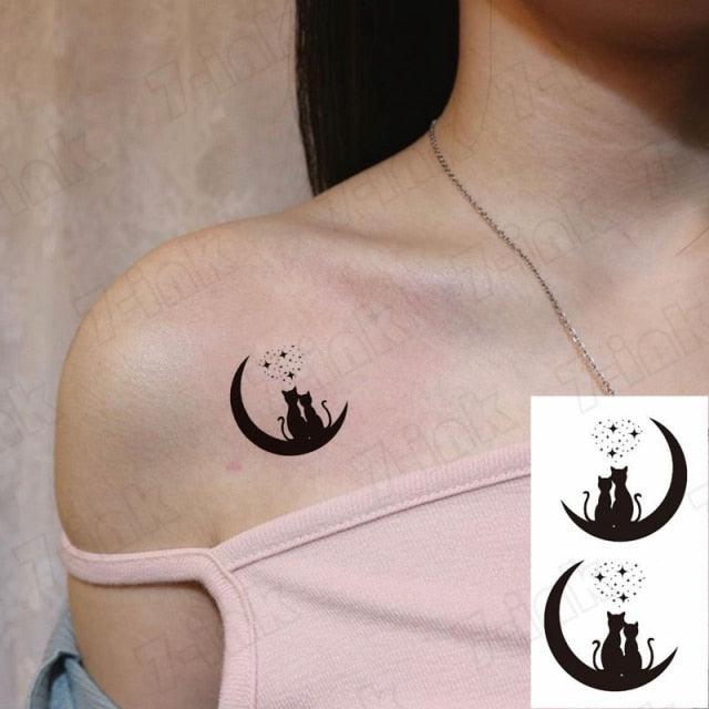 Elegant Waterproof Temporary Tattoos - Sun, Moon & Heart Designs