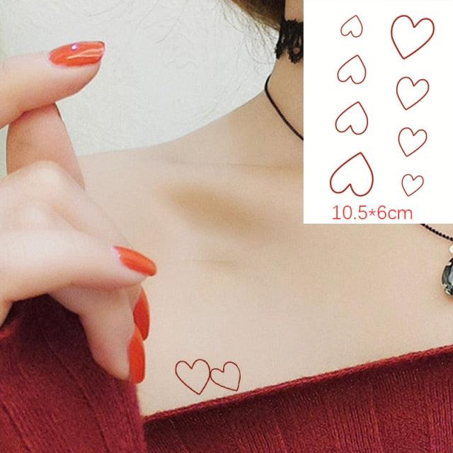 Elegant Waterproof Temporary Tattoos - Sun, Moon & Heart Designs