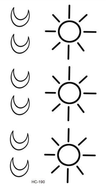 Elegant Waterproof Temporary Tattoos - Sun, Moon & Heart Designs