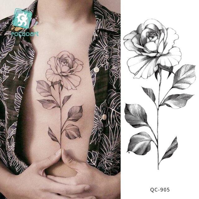 Luxury Waterproof Red Flowers Temporary Tattoo Stickers