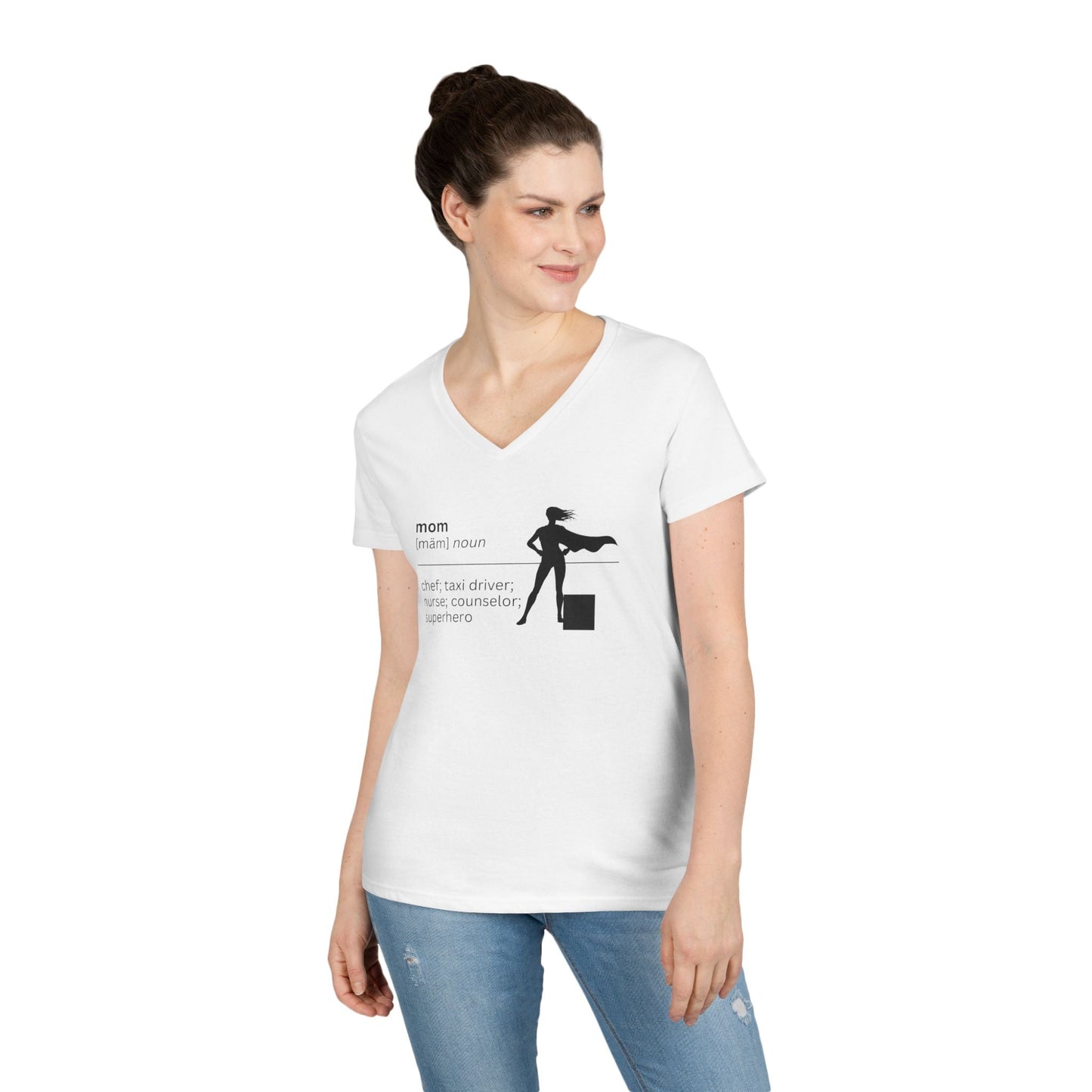 Camiseta V-Neck Definición de Mamá - Superhéroe