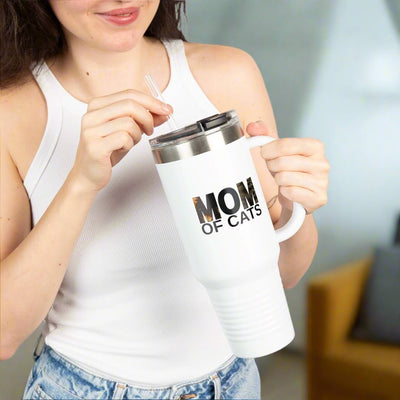 Mom of Cats Insulated Travel Mug - 40oz Coffee Tumbler