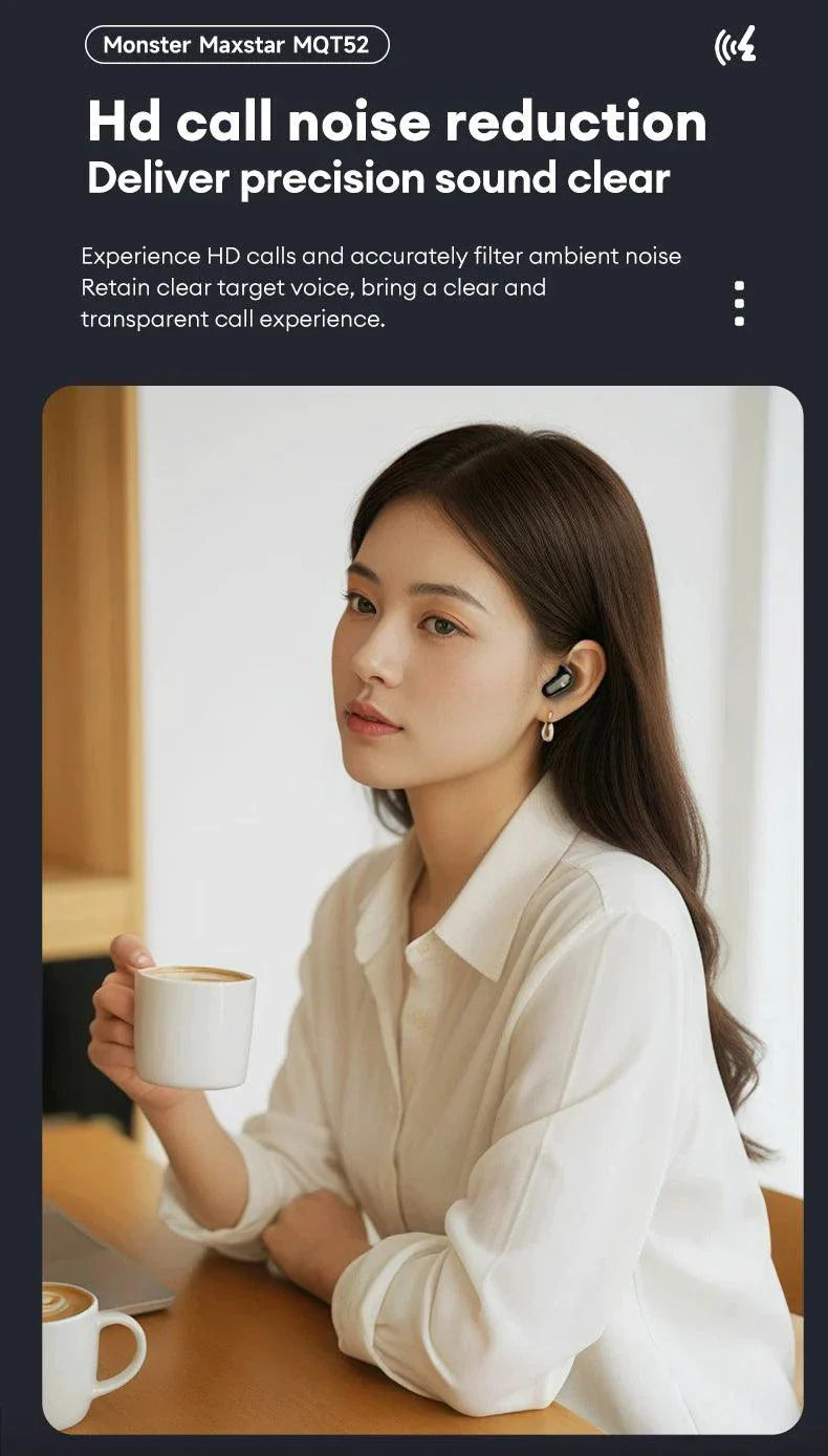 Auriculares Inalámbricos Bluetooth 5.4 Monster MQT52 con Larga Duración de Batería