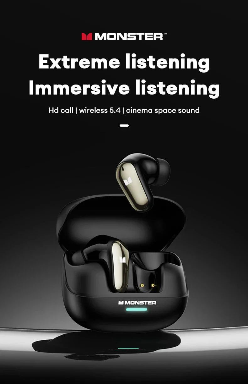 Auriculares Inalámbricos Bluetooth 5.4 Monster MQT52 con Larga Duración de Batería
