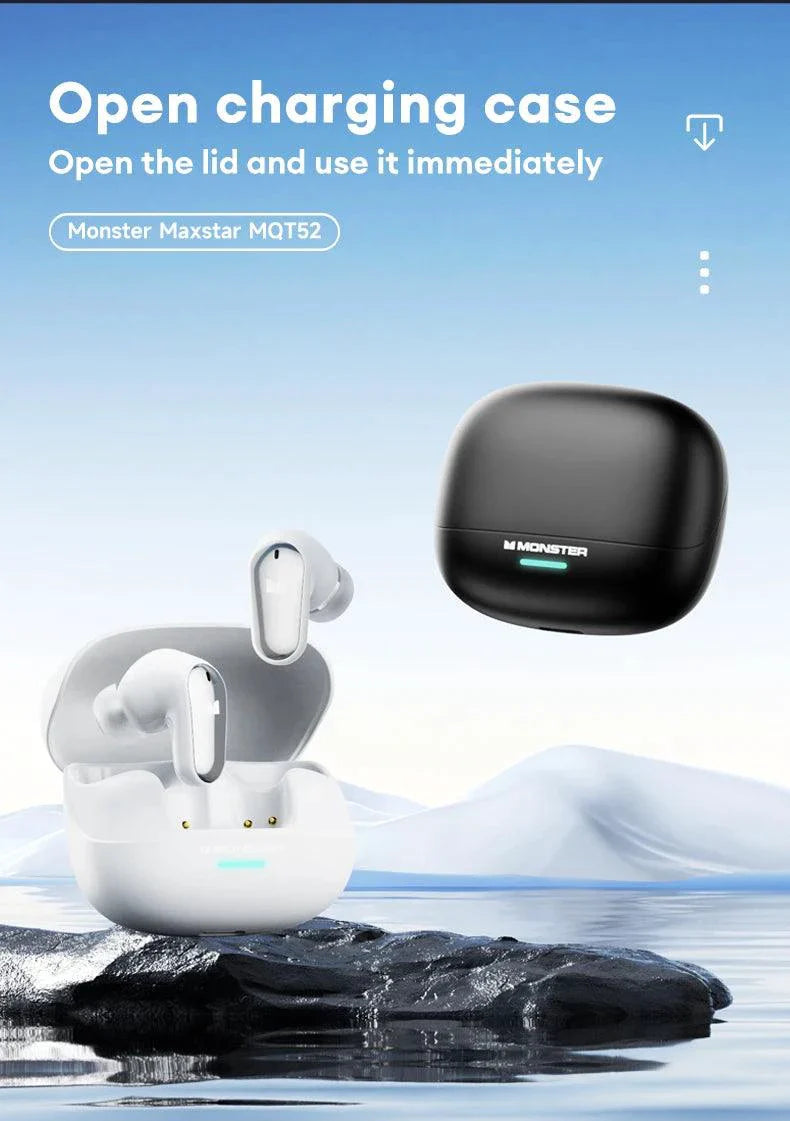 Auriculares Inalámbricos Bluetooth 5.4 Monster MQT52 con Larga Duración de Batería