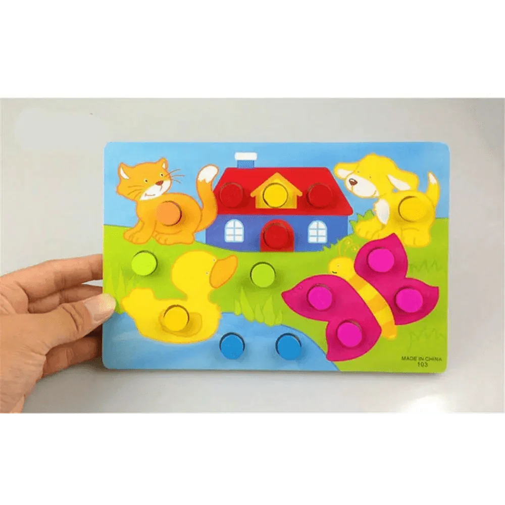 Jouet Puzzle Horloge Éducatif en Bois Animaux Cartoon Montessori