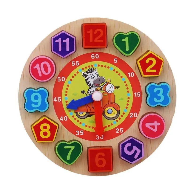 Jouet Puzzle Horloge Éducatif en Bois Animaux Cartoon Montessori