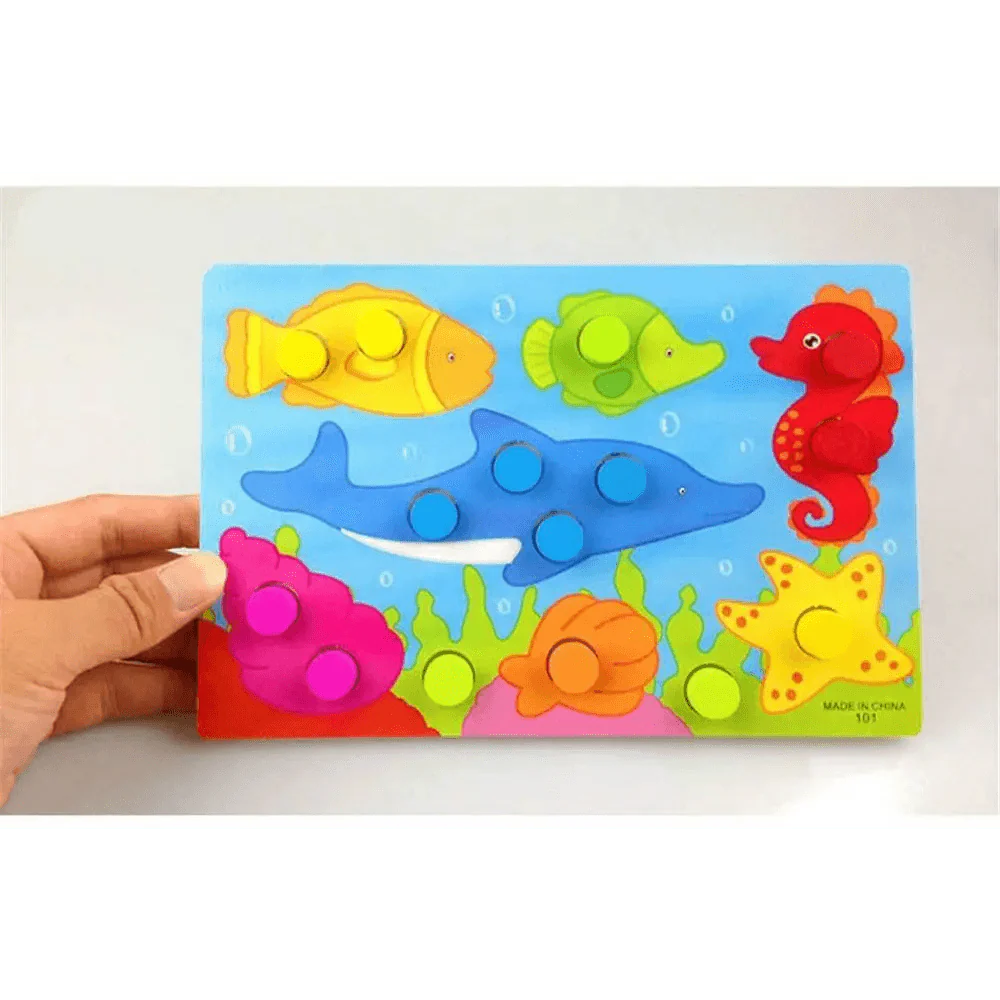 Jouet Puzzle Horloge Éducatif en Bois Animaux Cartoon Montessori