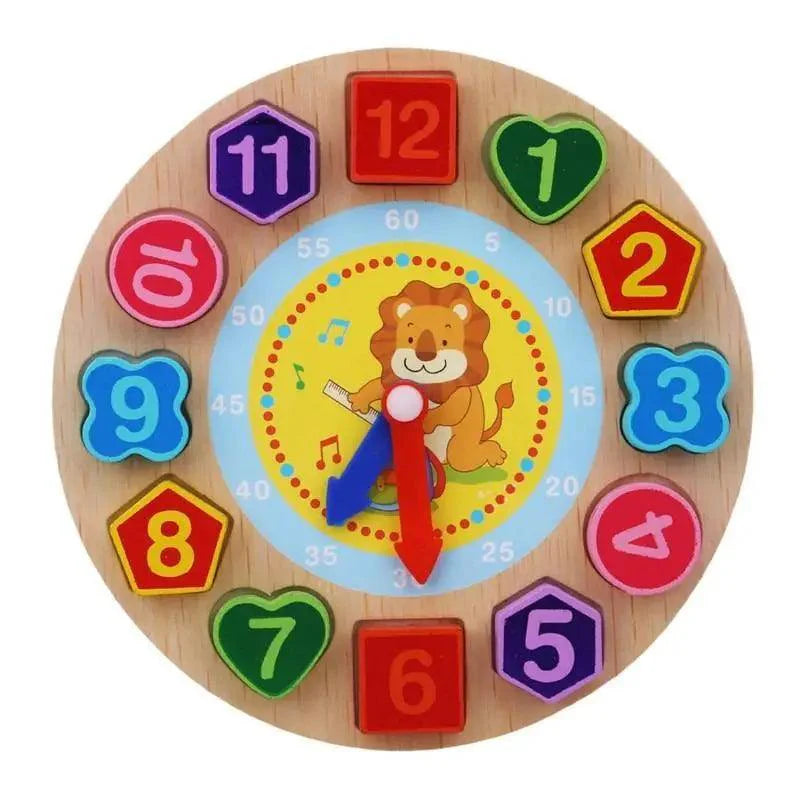 Jouet Puzzle Horloge Éducatif en Bois Animaux Cartoon Montessori
