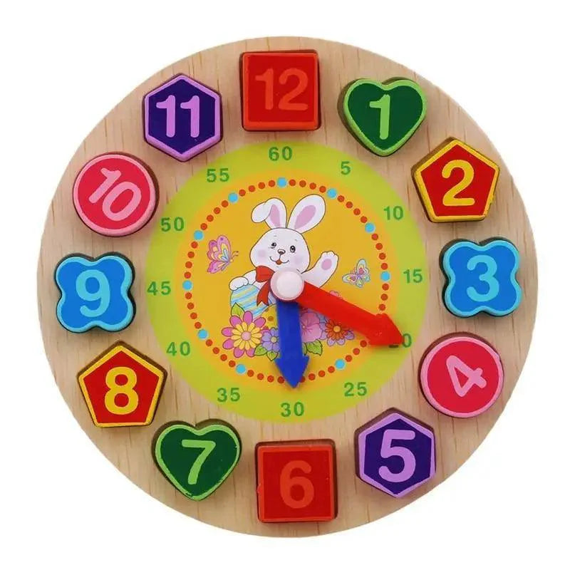 Jouet Puzzle Horloge Éducatif en Bois Animaux Cartoon Montessori
