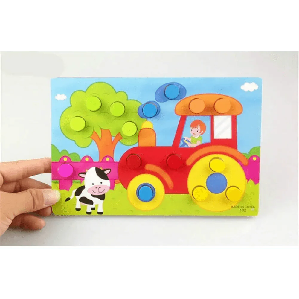 Jouet Puzzle Horloge Éducatif en Bois Animaux Cartoon Montessori