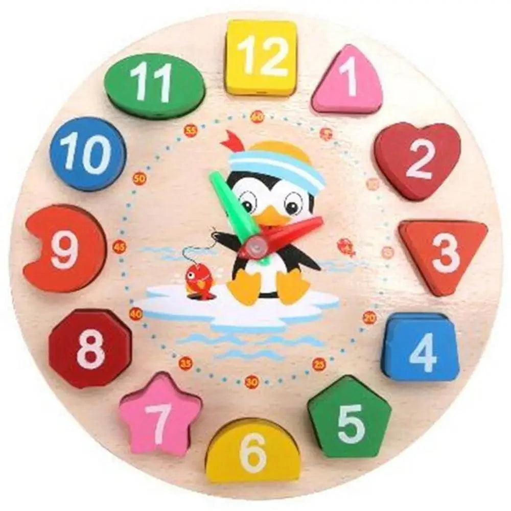 Jouet Puzzle Horloge Éducatif en Bois Animaux Cartoon Montessori