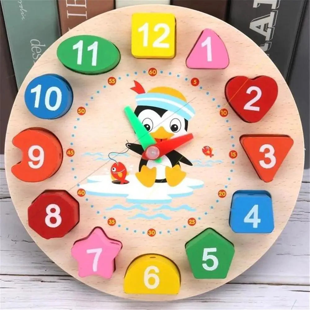 Jouet Puzzle Horloge Éducatif en Bois Animaux Cartoon Montessori