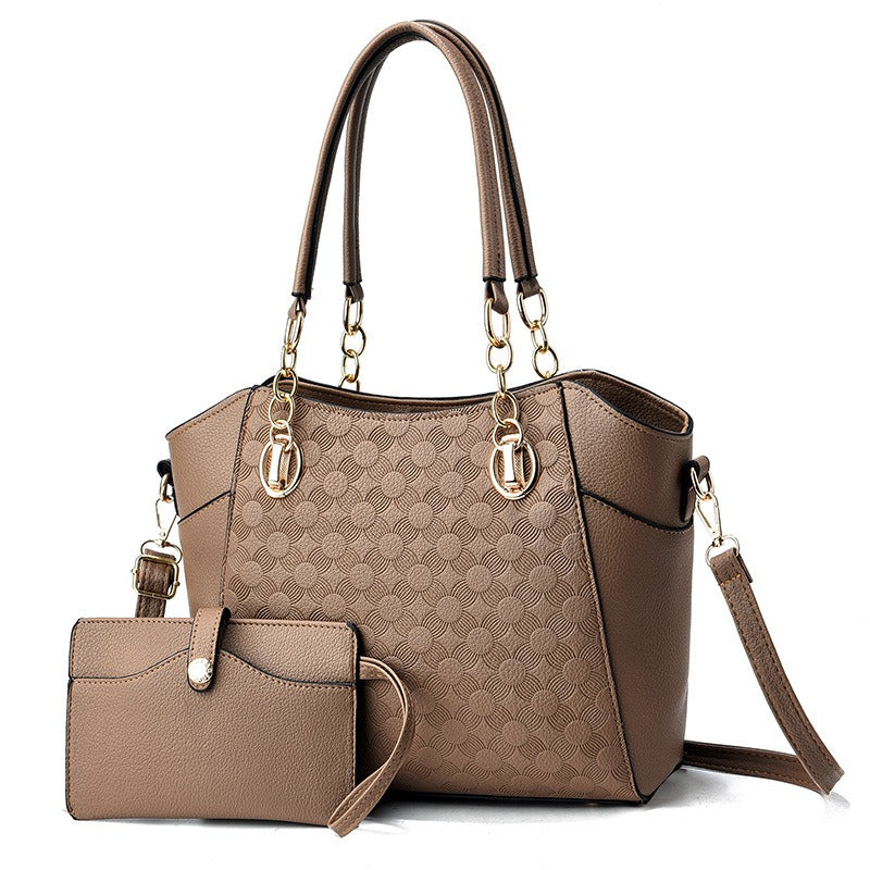 Mother-in-Child Bag Autumn and Winter PU Leather Large Capacity Tote Bag Women's Chain Shoulder Bag - Korvel