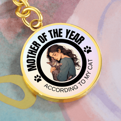Mother of the Year Cat Keychain