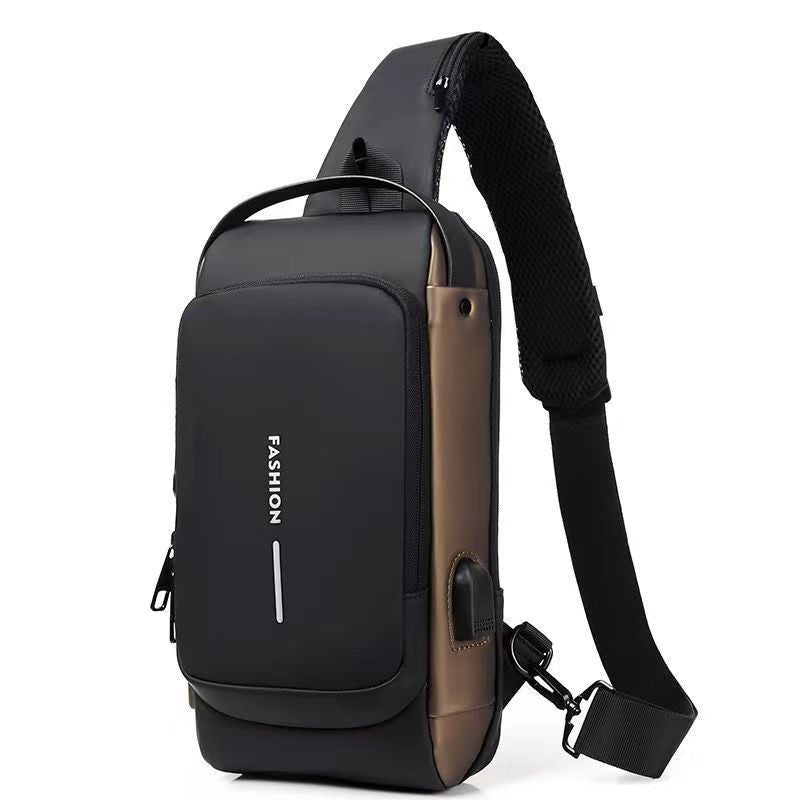 Motorcycle bag password anti-theft chest bag men's shoulder bag large capacity casual men's bag multifunctional crossbody bag - Korvel