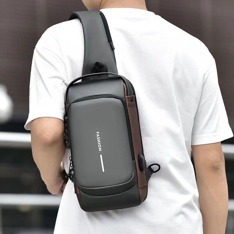 Motorcycle bag password anti-theft chest bag men's shoulder bag large capacity casual men's bag multifunctional crossbody bag - Korvel