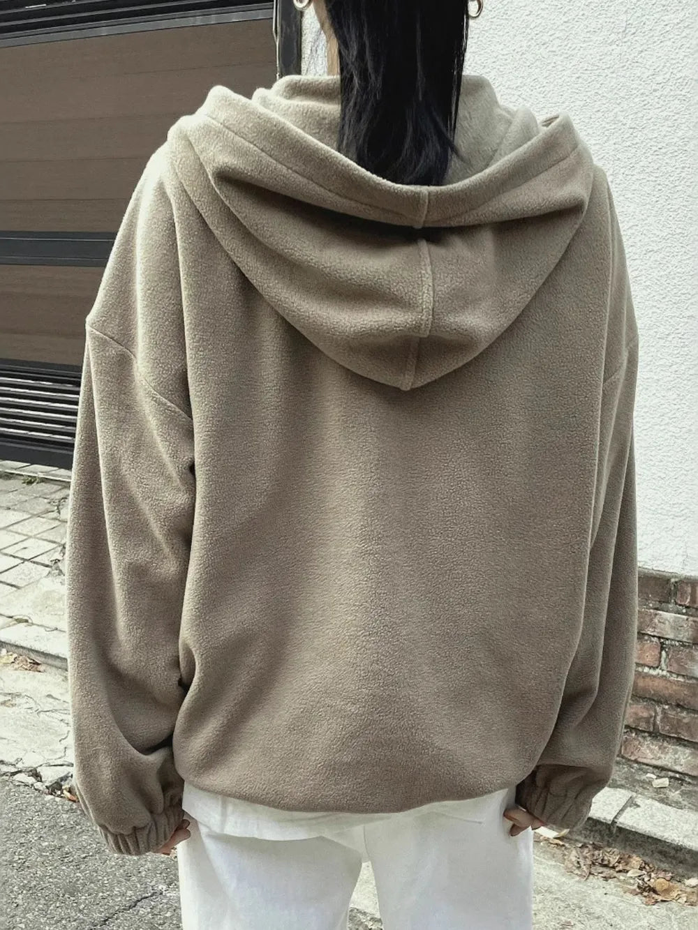 Sudadera con Capucha de Manga Larga y Cierre de Cuarto de Cremallera