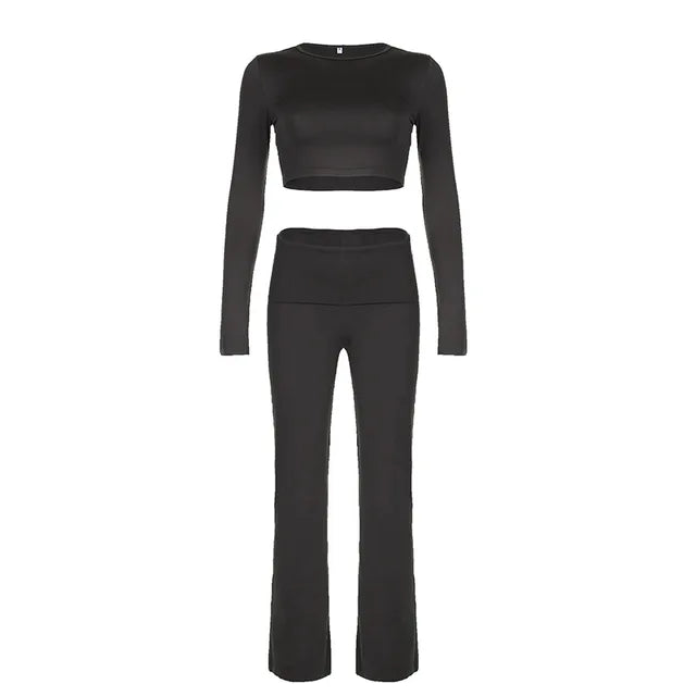 Ensemble Crop Top Chic et Pantalons Évasés