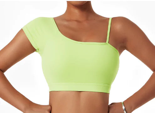 Crop Top Actif à Épaule Oblique