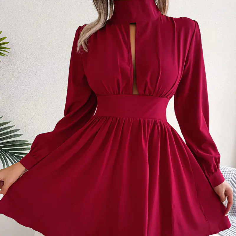 Elegant Solid Color Chiffon A-Line Dress for Women