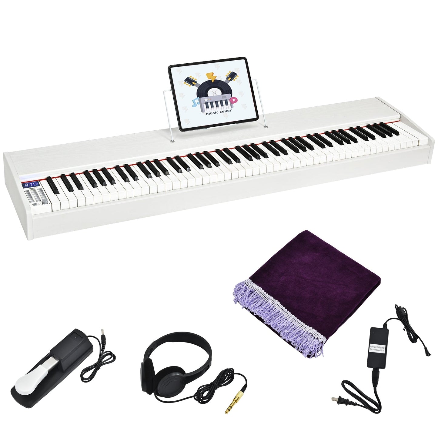 Piano Digital de 88 Teclas de Tamaño Completo con Teclado Pesado - Blanco