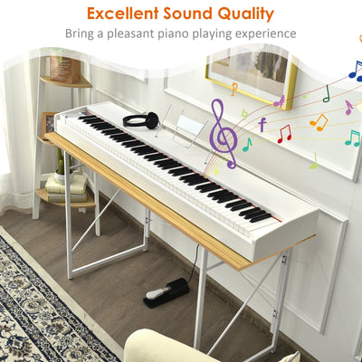 88-Key Full Size Digital Piano with Weighted Keyboard - White