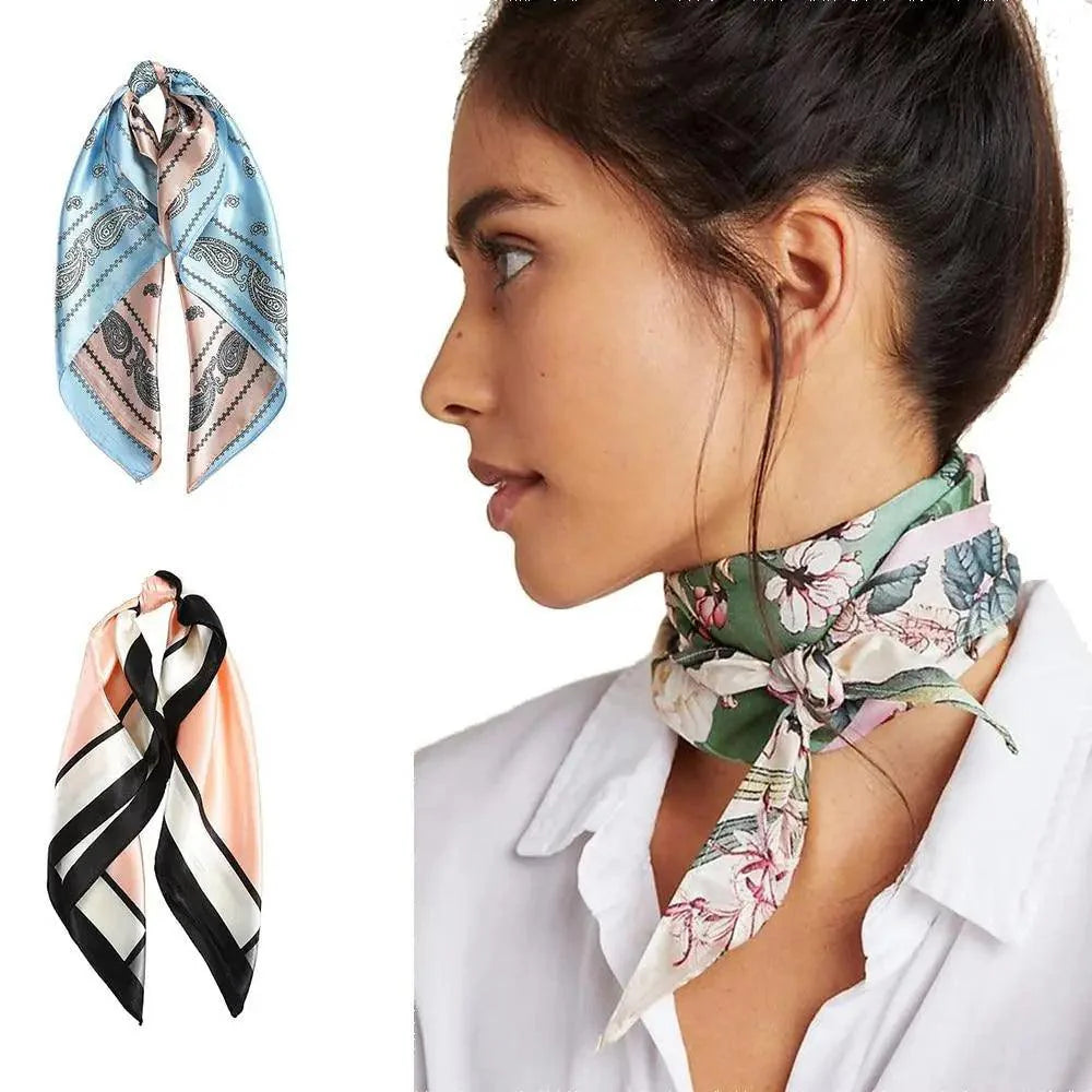 Versatile 60x60cm Silk Scarf - Chic Hair & Neck Accessory for Women - Korvel