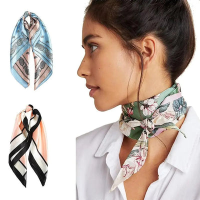 Versatile 60x60cm Silk Scarf - Chic Hair & Neck Accessory for Women - Korvel