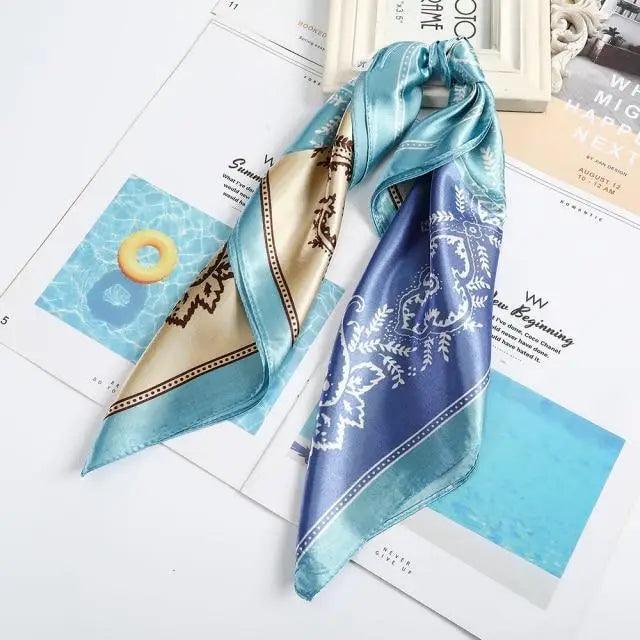 Versatile 60x60cm Silk Scarf - Chic Hair & Neck Accessory for Women - Korvel