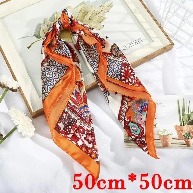 Versatile 60x60cm Silk Scarf - Chic Hair & Neck Accessory for Women - Korvel
