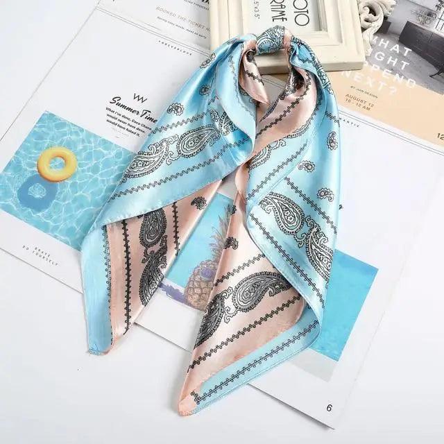 Versatile 60x60cm Silk Scarf - Chic Hair & Neck Accessory for Women - Korvel